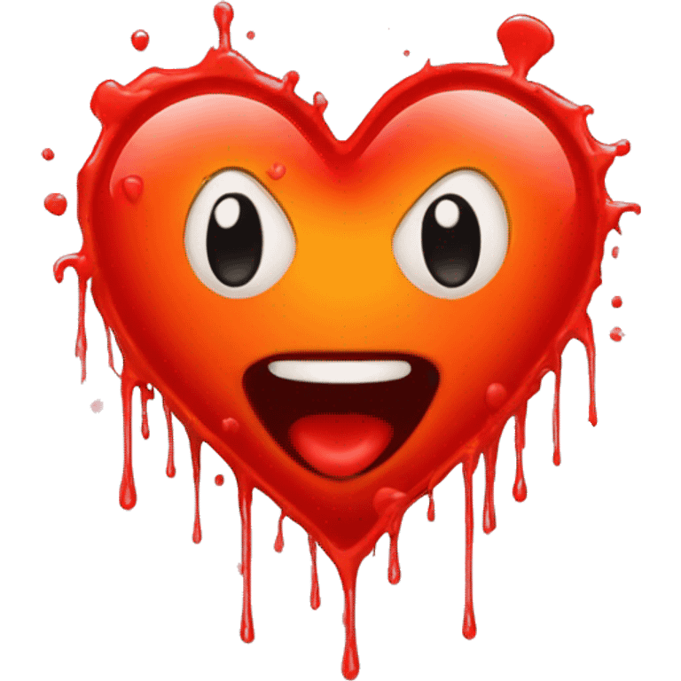 bleeding red heart glowing red-orange with splatter emoji