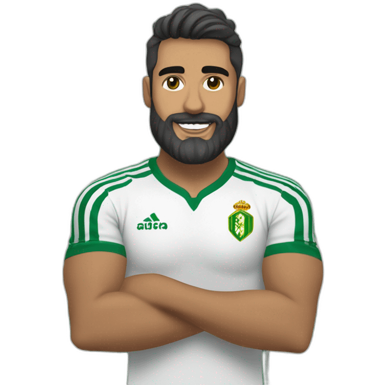 Hombre calvo y con barba y camiseta real Betis emoji