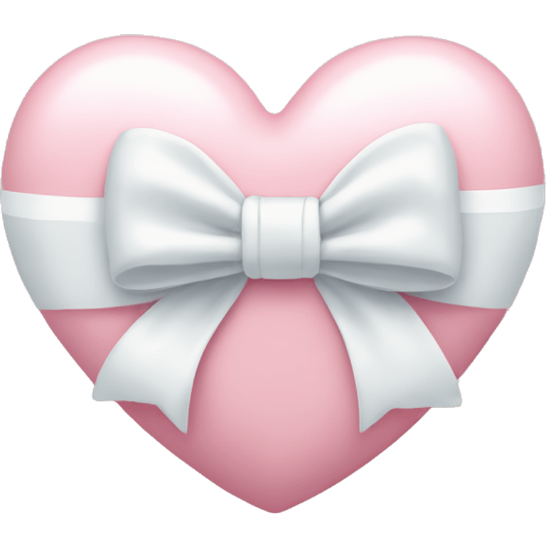 Pastel pink heart with white bow emoji