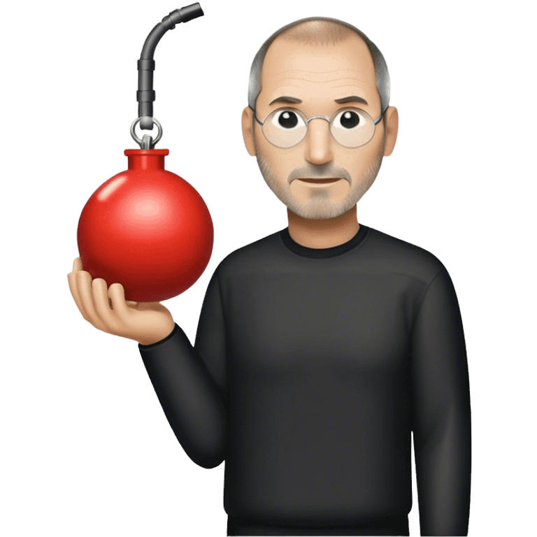 Steve Jobs holding a bomb emoji