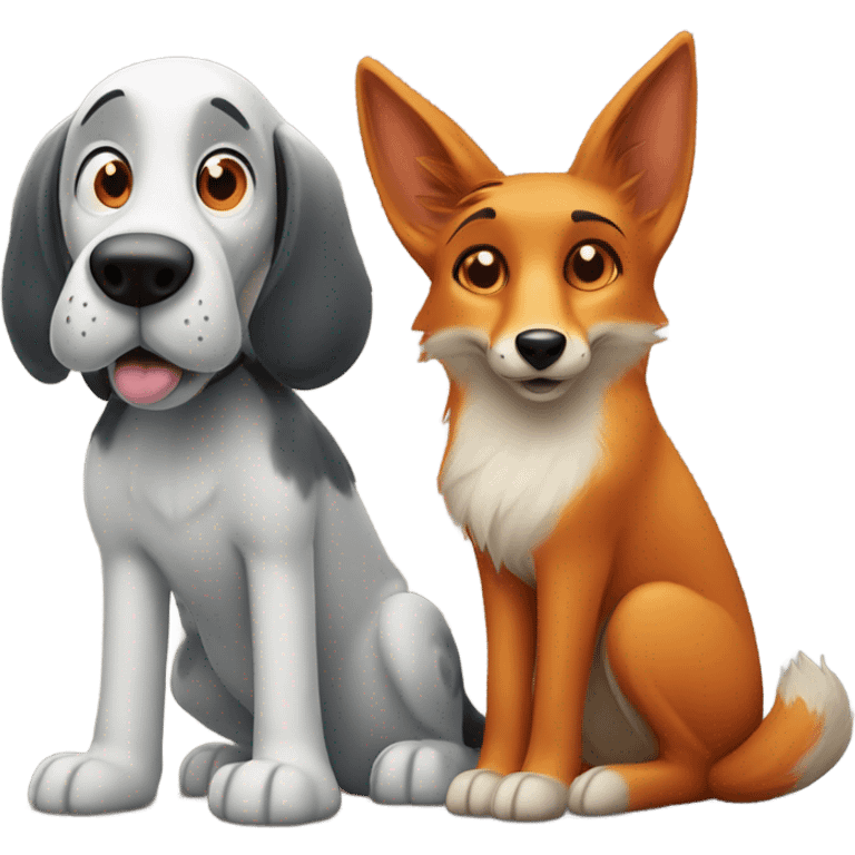 A hound dog and a fox sitting next to each other emoji