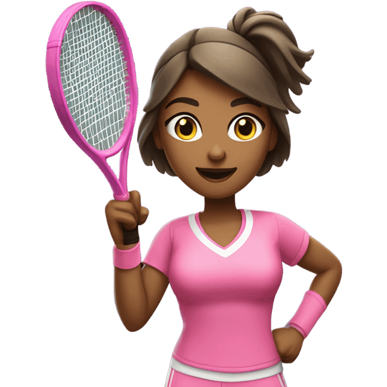 woman playing tennis in pink emoji