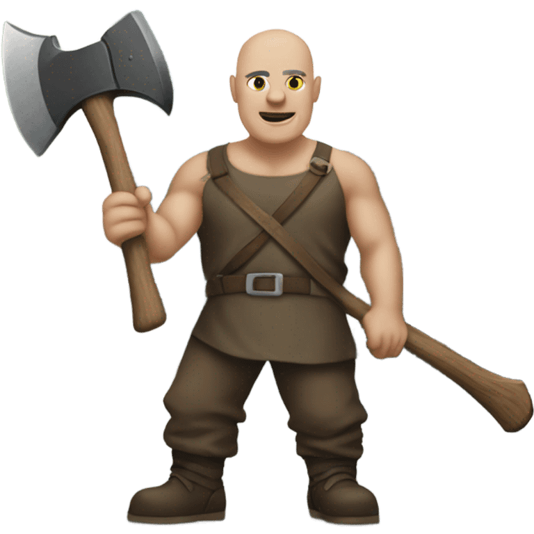 bald giant with axe in city emoji