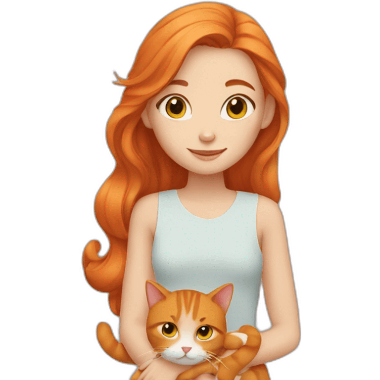 Girl with two ginger cats emoji