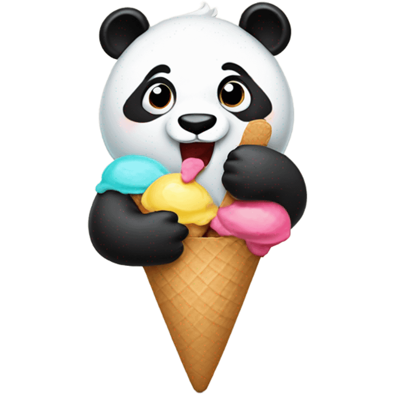 Panda eating ice cream emoji