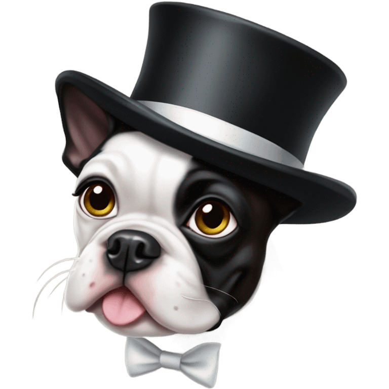 Boston terrier top hat emoji