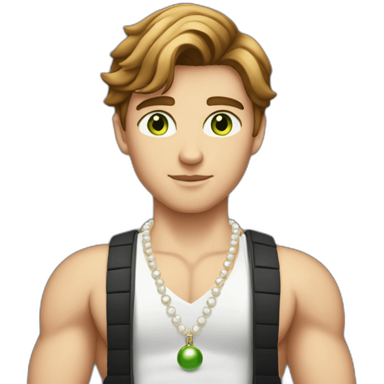 Posh-gym-boy-with-pearl-necklace-and-green-eyes-and-brown-hair emoji