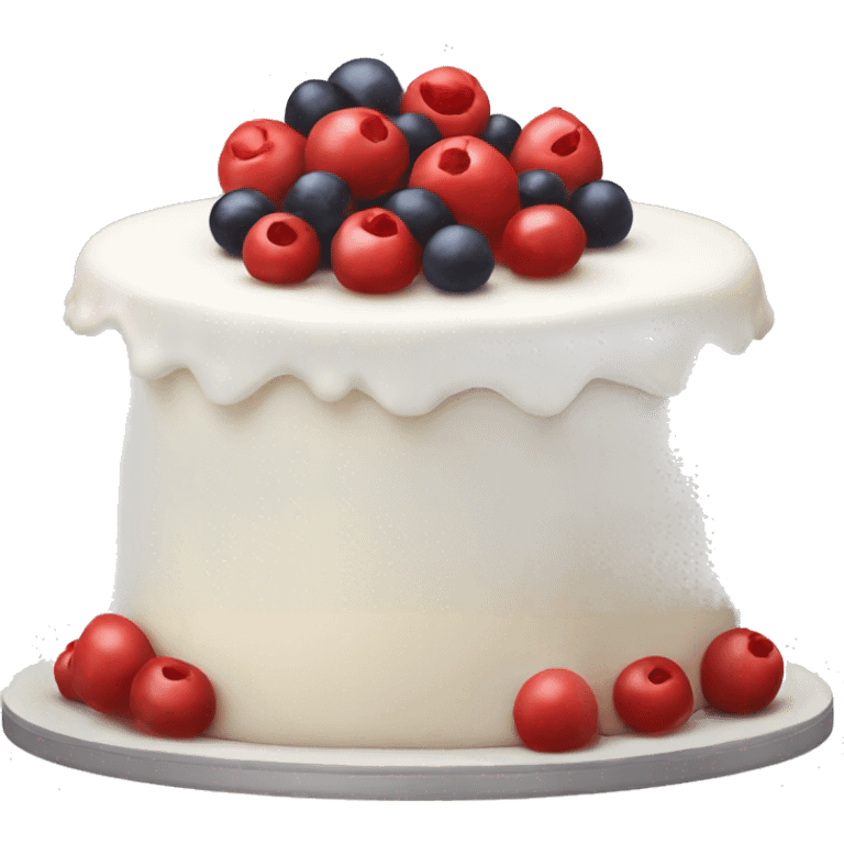 Single tier white cake with red berries on top emoji