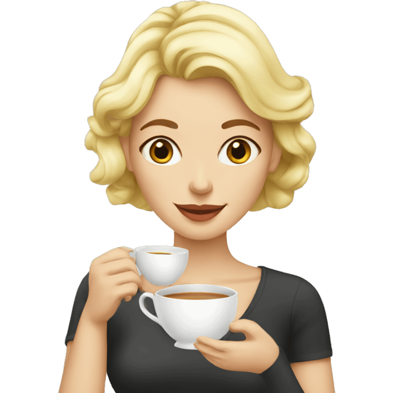 blonde woman drinks tea emoji