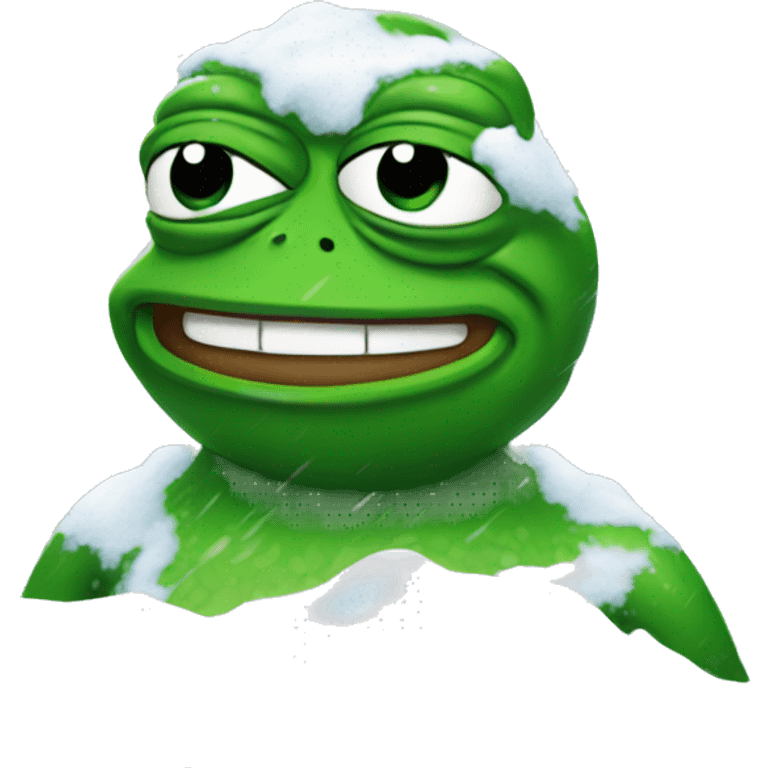 pepe the frog covered in snow emoji