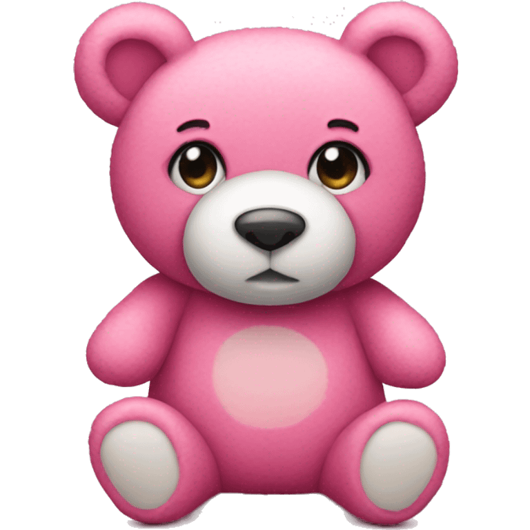 Pink teddy bear with hard emoji