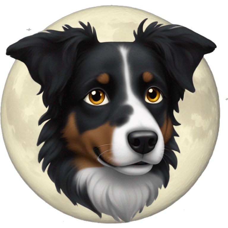 Small black australian shepherd dog moon emoji