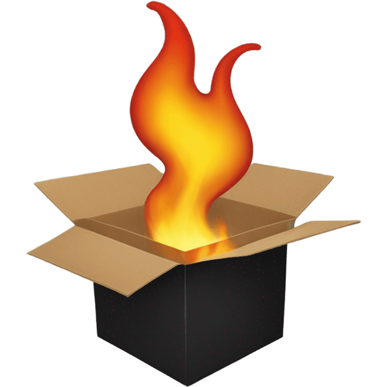 black carboard box with fire in it emoji