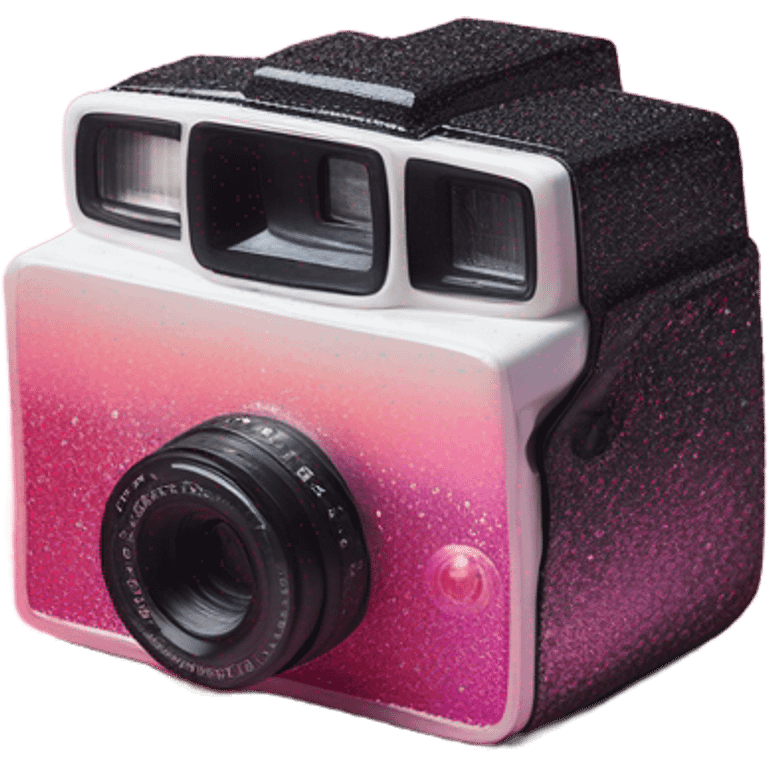 Ombre pink Polaroid camera with glitter  emoji