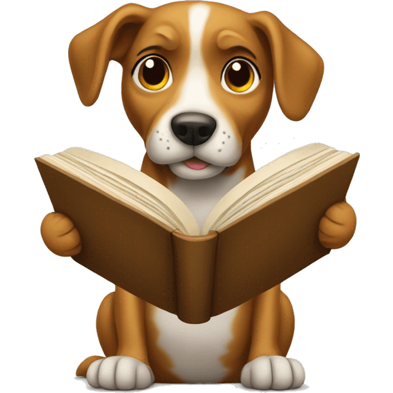 dog reading book emoji