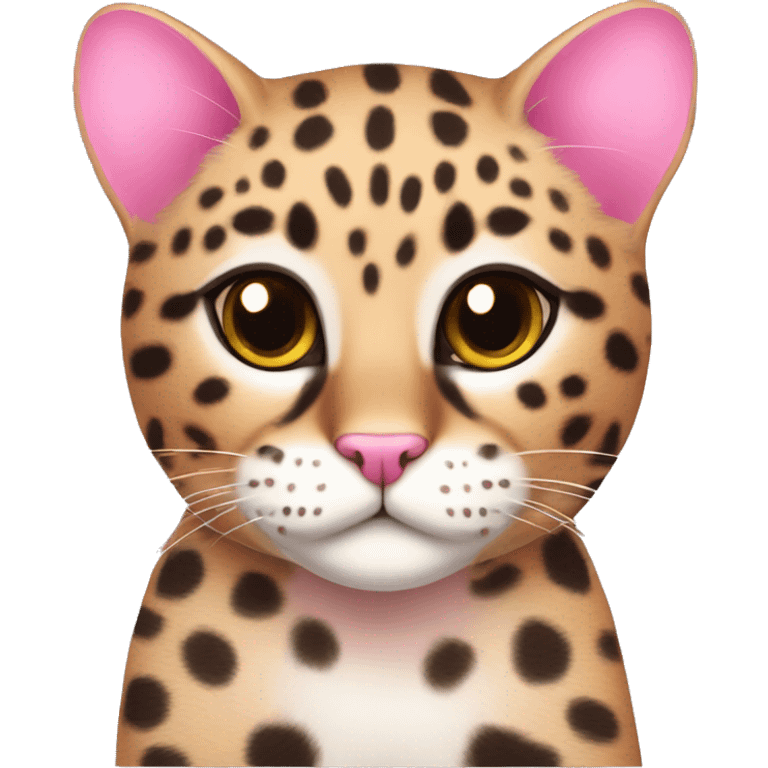 Leopard cat cute pink emoji