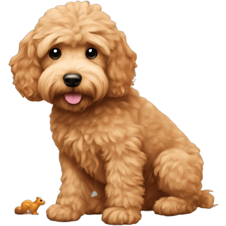 Mini goldendoodle with squirrel  emoji