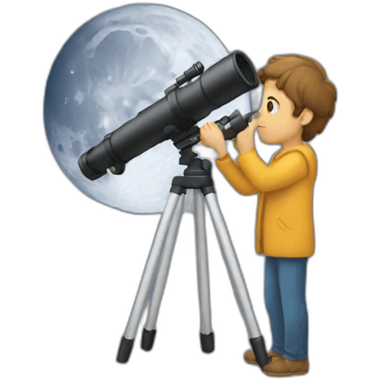 person using a telescope to look at the moon emoji