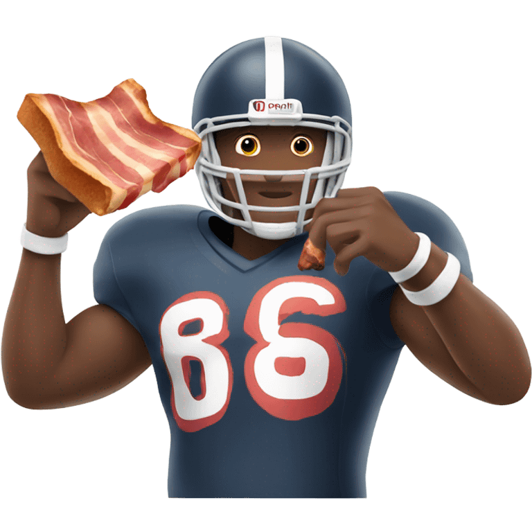 Football player holding bacon emoji