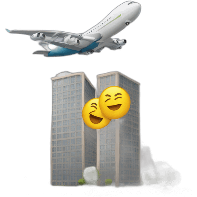 deux bulding et avion emoji