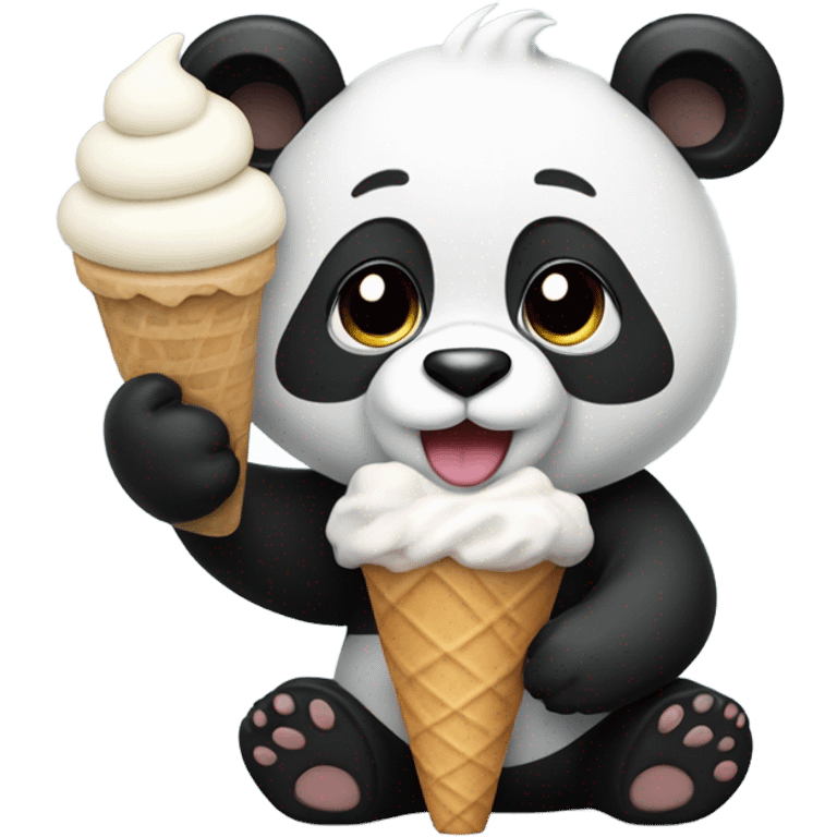 Panda eating ice cream emoji