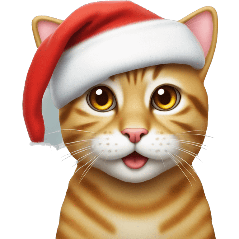 gatito atigrado con gorro de santa Claus emoji