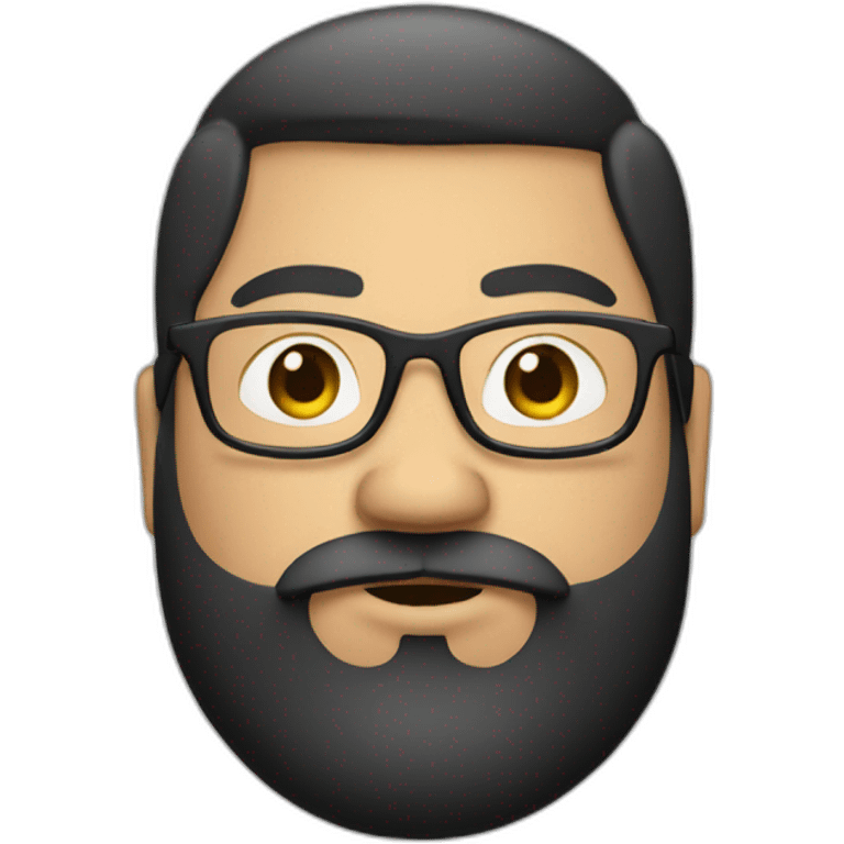 young white fat man with glasses and beard black hair emoji