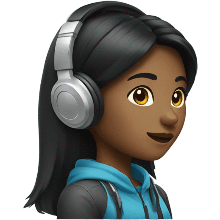 black hair girl with gaming headset emoji