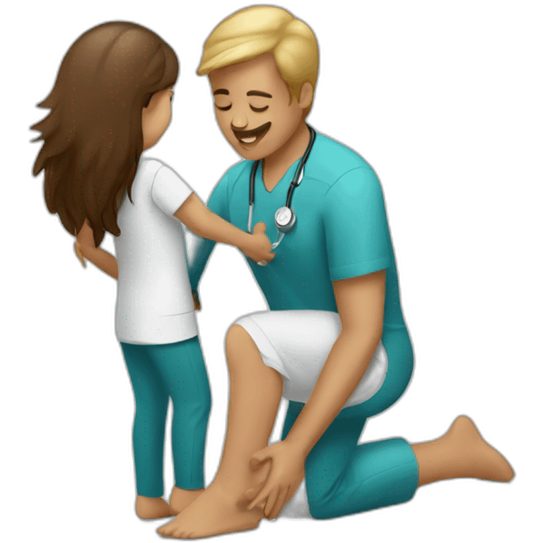 indian female physio treating patient with back pain emoji