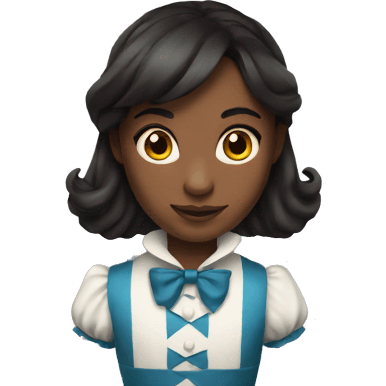 Alice in wonderland with brown skin and dark hair emoji