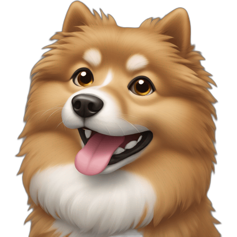 Spitz dog happy face only dark brown color hairy emoji