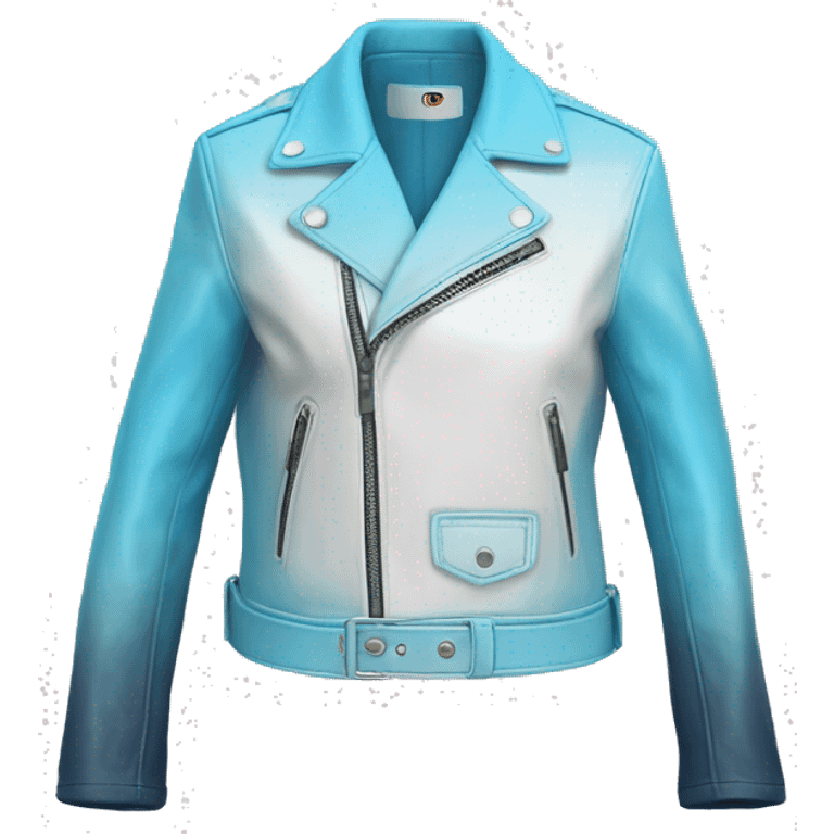 Realistic side view of a sky blue to white ombre fashion leather jacket. emoji