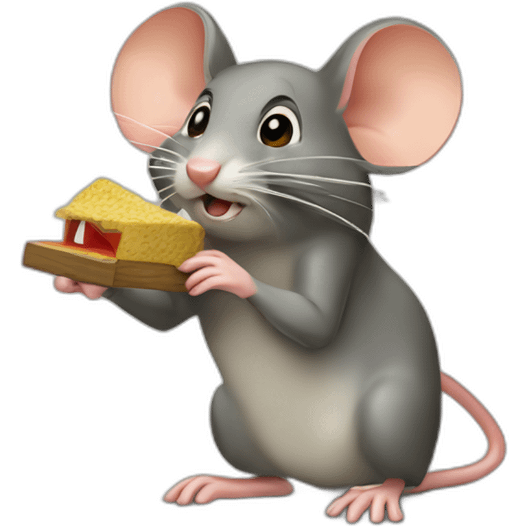 a mouse captured by a mouse trap emoji