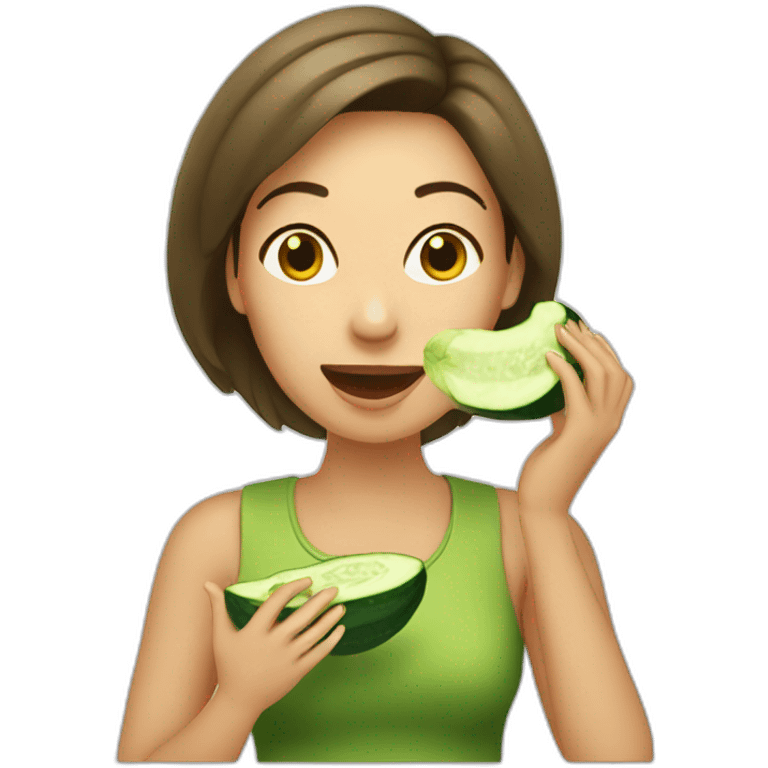 Woman eating cucumber emoji