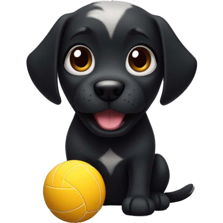 Little black dog playing volleyball  emoji