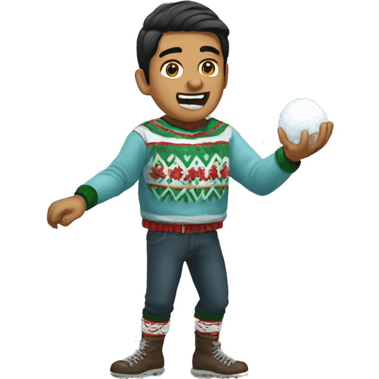 Mexican throwing snowballs emoji