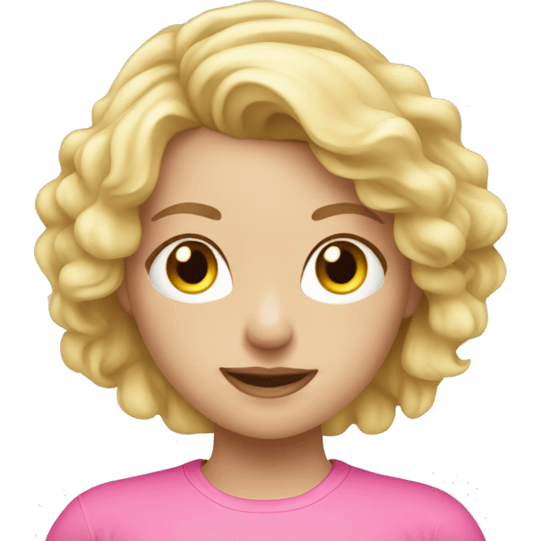 Blonde girl doing Pilates wearing pink  emoji