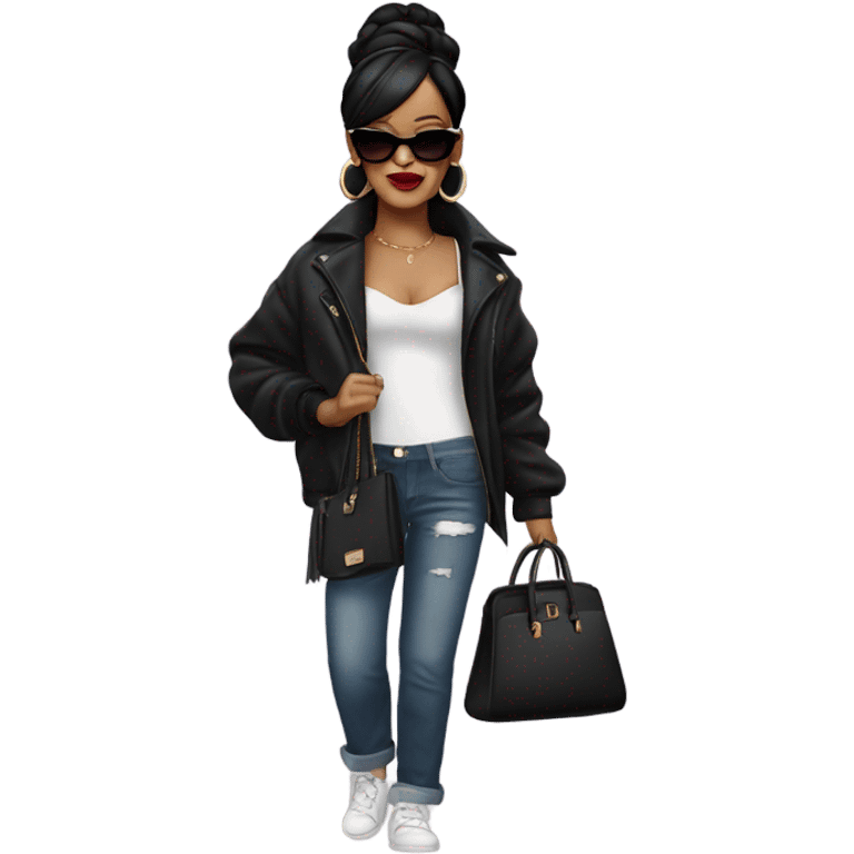 Rihanna with bag emoji