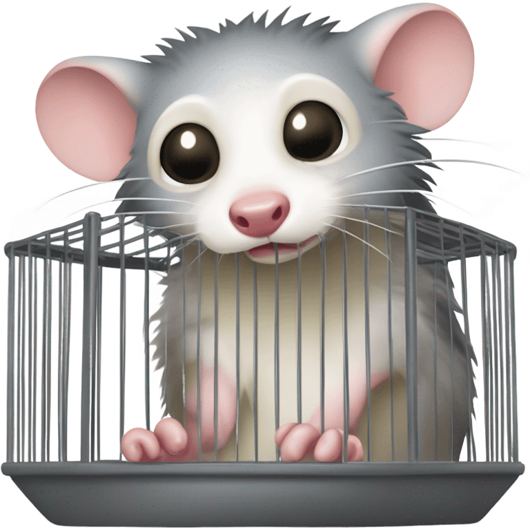 Sad Opossum in a cage emoji