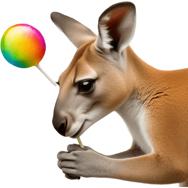 Kangaroo eating a lollipop emoji