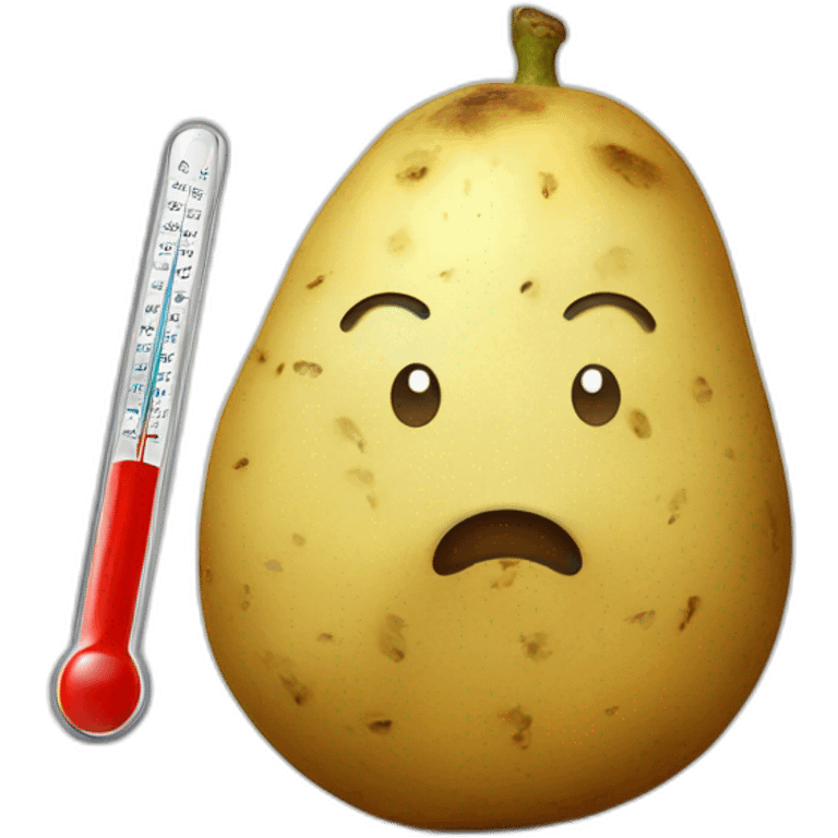 a potato with a thermometer in its mouth emoji