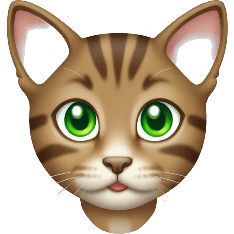 kawaii brown tabby kitten head with green eyes emoji