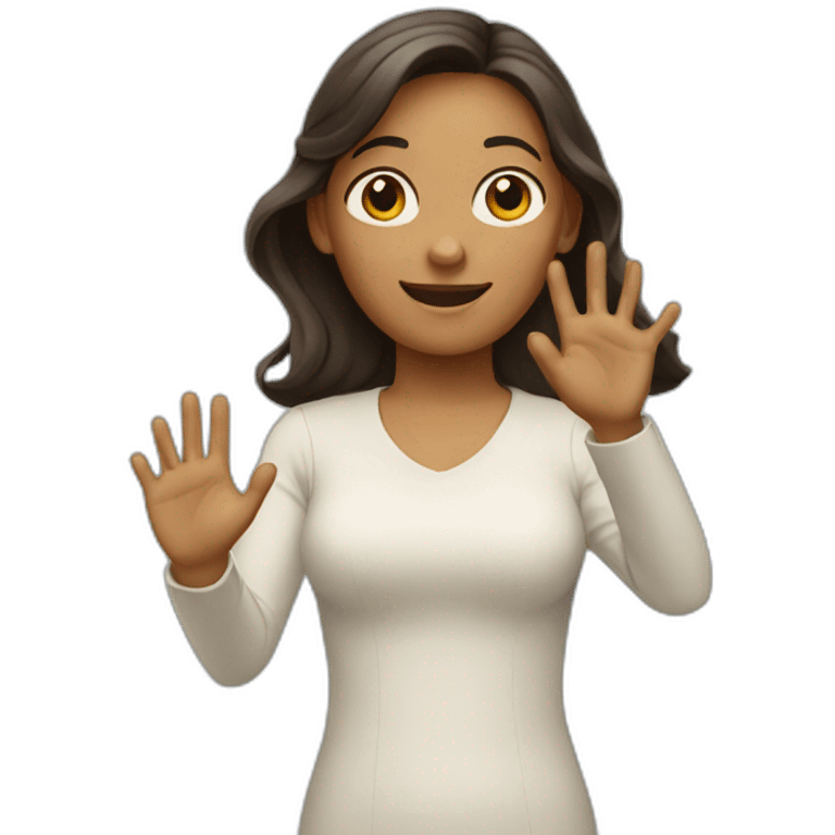 Waving woman has eight fingers emoji