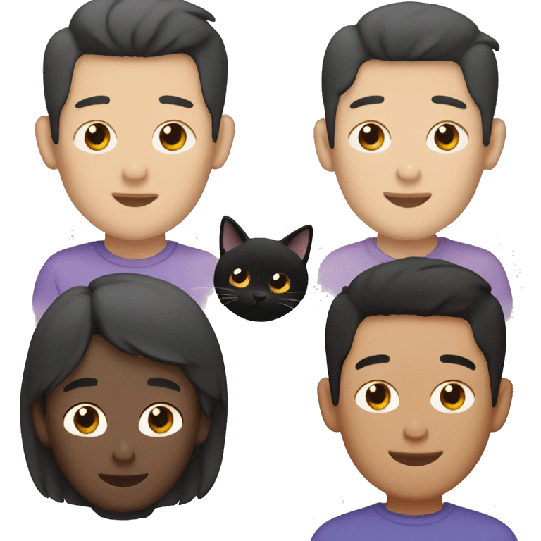 Asian gay couple with one black cat emoji