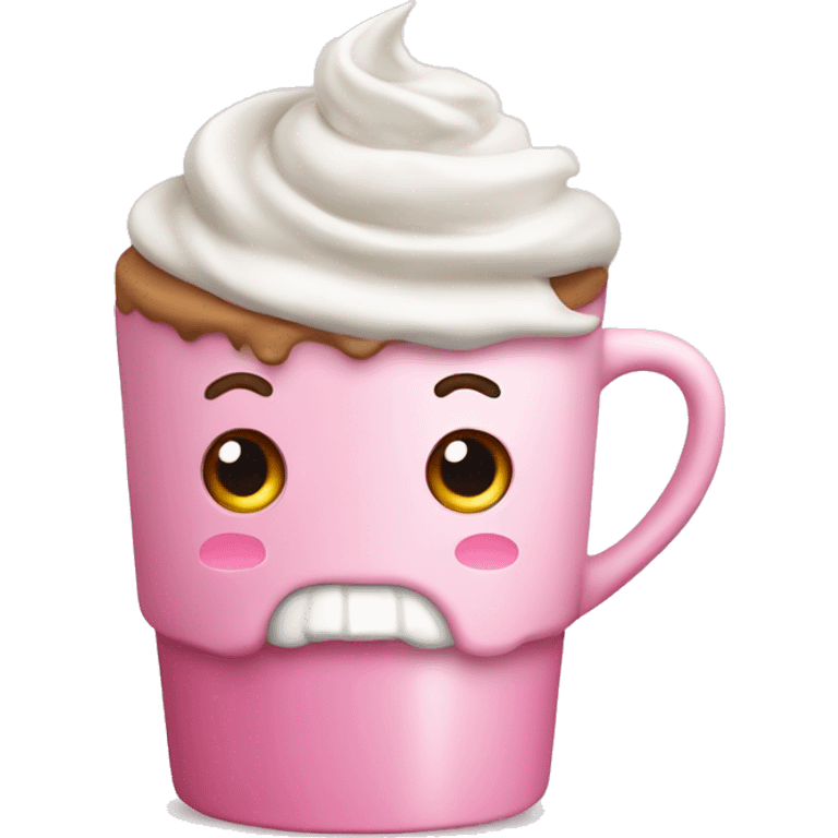 Coffee cup with pink whipped cream emoji