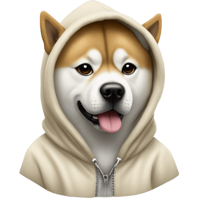 akita dog wearing a hoodie that says King on it emoji