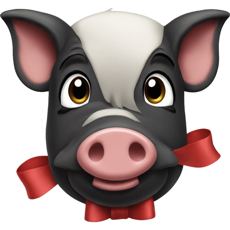 Black pig with a long snout and a bow emoji