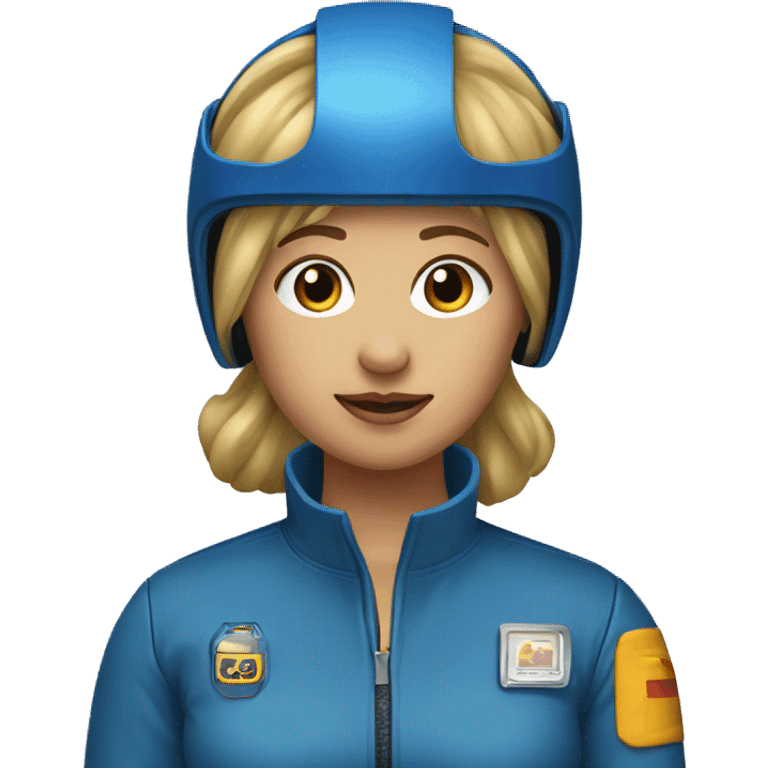 Honey blonde woman in blue helmet and blue flight jumpsuit  emoji