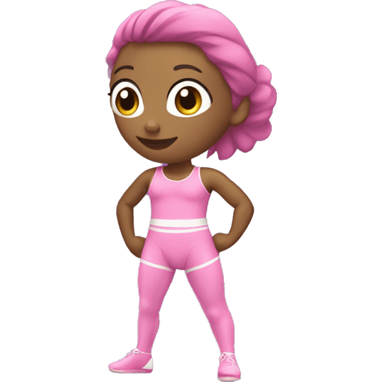 Gimnasta con maillot rosa y lila  emoji