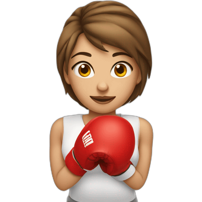 Emoji mujer enfadada con guantes de boxeo emoji